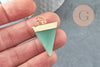 Pendentif triangle aventurine verte naturelle laiton doré 33mm, x1 (G1744)