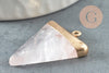 Pendentif triangle cristal de quartz naturel fer doré 34mm, x1 (G5625)