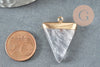 Pendentif triangle cristal de quartz naturel fer doré 34mm, x1 (G5625)