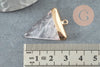 Pendentif triangle cristal de quartz naturel fer doré 34mm, x1 (G5625)