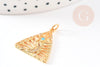 Pendentif triangle oeil laiton doré 18K texturé pierre 23mm, pendentif doré sans nickel pour la création bijoux, x1 G4747