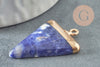 Pendentif triangle sodalite bleu naturelle, pendentif pierre, support doré, pierre naturelle, 34mm, x1 (G3932)