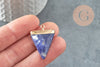 Pendentif triangle sodalite bleu naturelle, pendentif pierre, support doré, pierre naturelle, 34mm, x1 (G3932)