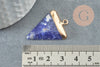 Pendentif triangle sodalite bleu naturelle, pendentif pierre, support doré, pierre naturelle, 34mm, x1 (G3932)