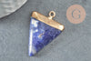 Pendentif triangle sodalite bleu naturelle, pendentif pierre, support doré, pierre naturelle, 34mm, x1 (G3932)