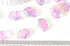 Pendentif verre feuille gingko Rose violet 15x20mm,pendentif verre pour création bijoux, x 10 G8348