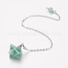 Pendule radiesthésie Etoile Merkaba aventurine chaine argent, pendule magnétisme, litotherapie,création bijoux,23cm, l'unité G5536