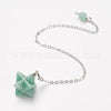 Pendule radiesthésie Etoile Merkaba aventurine chaine argent, pendule magnétisme, litotherapie,création bijoux,23cm, x1 G5536