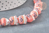 Perle Chat chanceux porcelaine rose 14mm, perle céramique, fabrication bijoux animal, perle chance chat, x5 G7998