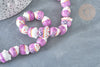 Perle Chat chanceux porcelaine violet 14mm, perle céramique, fabrication bijoux animal, perle chance, x5 G7997