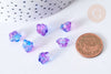 Perle Fleur verre transparent bleu-violet 10mm, perle verre fleur, perle artisanale verre, 20 Perles G7961