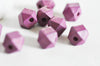 Perle bois rose fuchsia hexagonale, perles bois,création bijoux,Perles géométriques,10mm, x 5 G0009