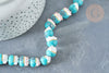 Perle chat porte-bonheur Porcelaine blanc turquoise 14mm, création bijoux pierre, x5 G8186