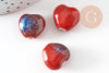 Perle coeur porcelaine rouge-bleu 14-15mm, perle céramique, fabrication bijoux amour et amitié x5 G9349