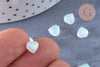 Perle coeur verre blanc irisé 6mm, des perles en verre pour création bijoux x10 G6595