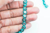 Perle disque Mauvais Oeil Grecque verre bleu turquoise,perle verre chance, perle artisanale verre, 8mm,fil de 49 perles, x1 G4516