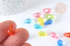 Perle goutte acrylique transparent multicolore 12mm, création bijoux plastique coloré, x 20 G7270