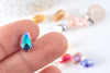 Perle goutte cristal facettée multicolore AB 12x8mm, création bijoux cristal, X10 G7578