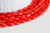 Perle ovale corail rouge,perles corail ,grain de riz,corail rouge,corail naturel, fil 40cm, x1, G0993