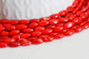 Perle ovale corail rouge,perles corail ,grain de riz,corail rouge,corail naturel, fil 40cm, x1, G0993