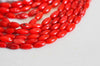 Perle ovale corail rouge,perles corail ,grain de riz,corail rouge,corail naturel, fil 40cm, x1, G0993