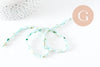 Perle ovale nacre naturel teintée turquoise 9.5mm,perles coquillage grain de riz, fil de 38cm, x1 G9692