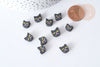 Perle polymère chats noirs 8~10mm, perle animal fantaisie DIY, X10 G7963