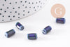 Perle porcelaine bleu foncé,perle céramique, porcelaine bleu,perle tube, création bijoux,10mm, x5 (G5395)