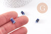 Perle porcelaine bleu foncé,perle céramique, porcelaine bleu,perle tube, création bijoux,10mm, x5 (G5395)