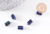 Perle porcelaine bleu foncé,perle céramique, porcelaine bleu,perle tube, création bijoux,10mm, x5 (G5395)