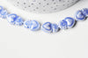 Perle porcelaine bleu tendre coeur irisé, fournitures créatives, perle céramique, 16mm, x20 G3972