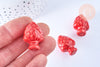 Perle porcelaine rouge pomme de pin,perle céramique, céramique blanche,19mm, x10 G7876