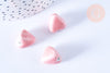 Perle porcelaine triangle rose, perle céramique géométrique pour fabrication bijoux en céramique rose, 15mm, x10 G5379