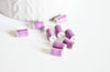 Perle porcelaine violette, perle céramique, porcelaine parme,perle tube, création bijoux,10mm, x5 G2351