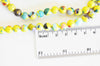 Perle resine ronde multicolore jaune, perle résine,perle turquoise, turquoise synthétique, 8mm, fil de 40cm, X1 G1702