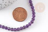 Perle ronde amethyste violette naturelle 4mm, fabrication bijoux pierre naturelle, x1 fil 20cm G5365