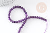 Perle ronde amethyste violette naturelle 4mm, fabrication bijoux pierre naturelle, x1 fil 20cm G5365