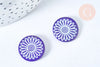 Perle ronde motif fleur marguerite bleue nacre 19.5mm, création bijou nacre, x1 G6981