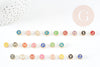 Perle ronde zamac doré initiale émail multicolore 8mm, Pendentif femme, métal doré, pendentif initiale, 8mm, x1 G4296