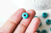 Perle rondelle donut verre opaque turquoise,des perles reondelles verre pour vos créations de bijoux et bracelet,3-5x9mm, x 20 G4393