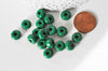 Perle rondelle donut verre opaque vert foncé,des perles reondelles verre pour vos créations de bijoux et bracelet,3-5x9mm, x 20 G4595