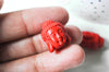 Perle tête de Bouddha résine rouge, perle inde bouddhisme spiritualité,perle voyage inde,18mm, X2 G4167