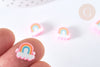 Perles arc-en-ciel polymère rose 8,5-10mm, colorés, x5 (G7205)