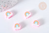 Perles arc-en-ciel polymère rose 8,5-10mm, colorés, x5 (G7205)