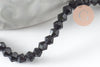 Perles cristal toupies à facette noir 2x3mm, perles bijoux en cristal noir,perles bicone facette, fil de 49cm, x1 (G4670)