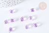 Perles cristal violet transparent goutte paillettes dorées 9mm, création bijoux verre, 50 Perles G7284