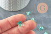 Perles fleur verre bleu vert transparent 8.5mm, perles verre tchèque, perles fleur, x10 (G9836)