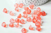 Perles fleur verre rose corail 11mm, perles verre tchèque, perles fleur, verre violet, x10 G4584