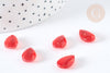 Perles gouttes verre transparent rouge paillettes dorées 14,5mm, perle, x5 G7297