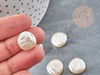 Perles plates acrylique imitation perle eau douce beige 14.5mm, création bijoux fantaisie X5 G9028